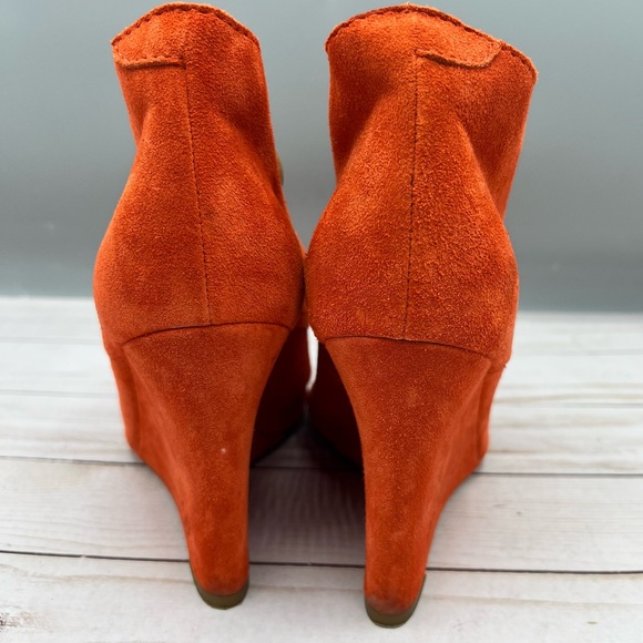 DSquared2 Orange Suede Peep Toe Wedge Booties - Picture 4 of 11